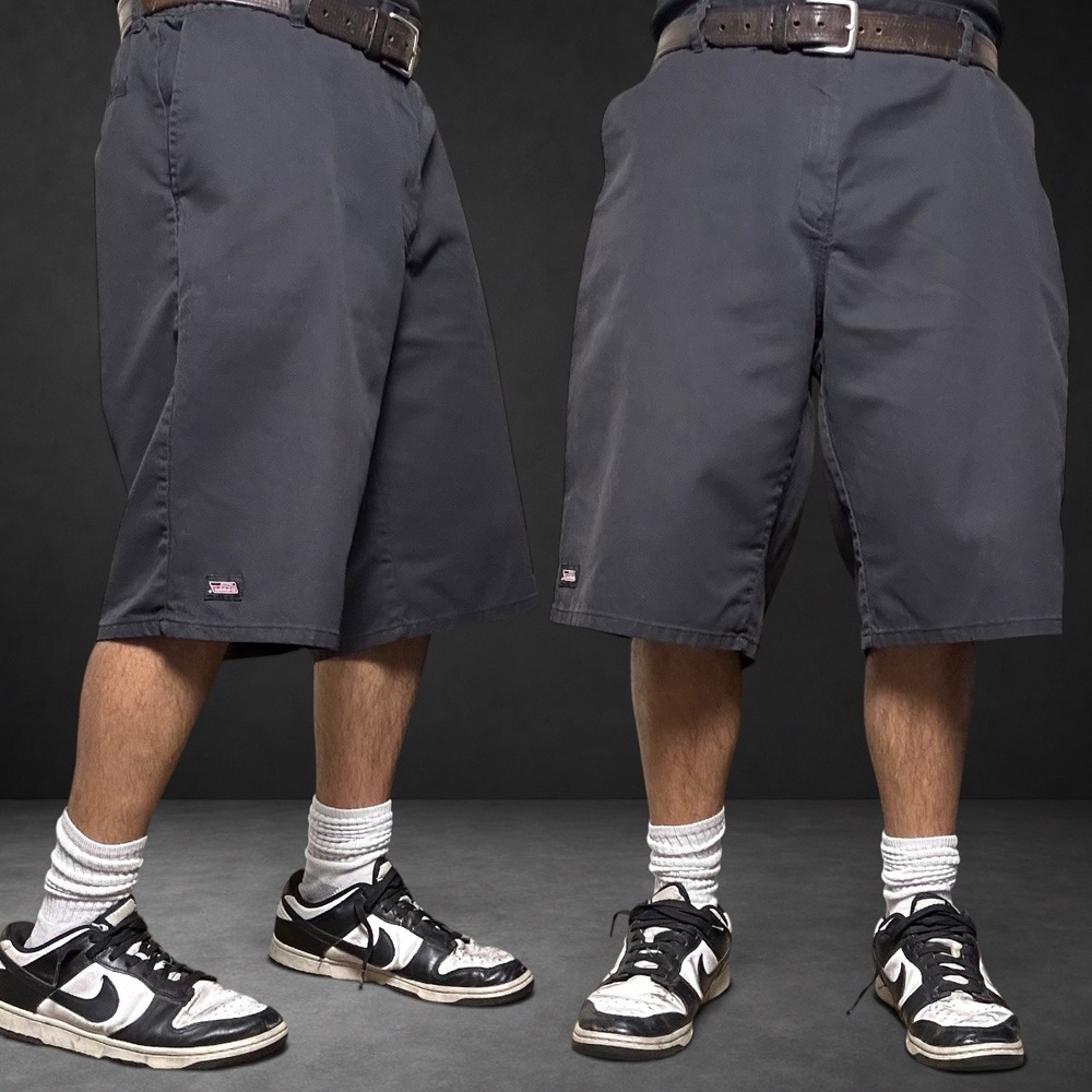 Dickies Loose Fit Multi-Pocket Work Shorts Black Skater Baggy Size 40